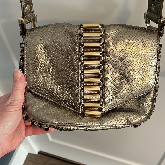 Ted Baker Limited Ed Metallic Cross Body Bag EUC - Picture 2 of 16